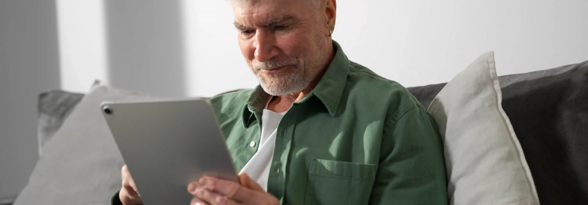 Senior et proche comparant une téléassistance avec ou sans abonnement